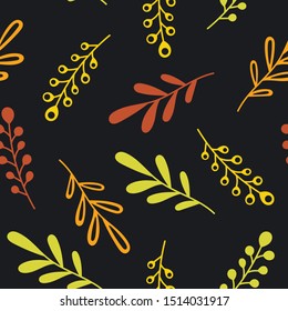 Seamless pattern with autumn leaves, fall foliage, leaves background. Perfect for wallpapers, wrapping papers, pattern fills, textile, greeting cards, Thanksgiving Day cards. Hand drawn vector design