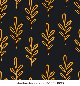 Seamless pattern with autumn leaves, fall foliage, leaves background. Perfect for wallpapers, wrapping papers, pattern fills, textile, greeting cards, Thanksgiving Day cards. Hand drawn vector design