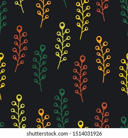 Seamless pattern with autumn leaves, fall foliage, leaves background. Perfect for wallpapers, wrapping papers, pattern fills, textile, greeting cards, Thanksgiving Day cards. Hand drawn vector design
