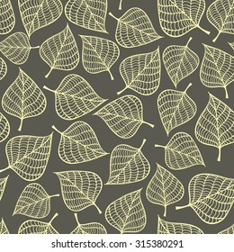 Seamless pattern with autumn leaves fall. Endless vector background in vintage colors.