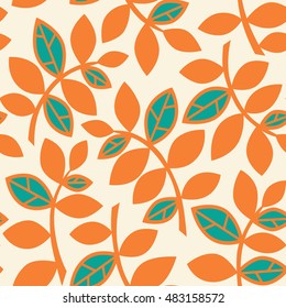 Seamless pattern with autumn leaves. Fall ornament. Vector illustration