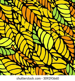 Seamless pattern of autumn leaves falling in the wind.