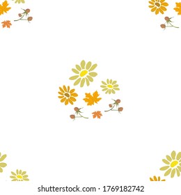 Patrón sin foco con hojas y flores de otoño. Vector