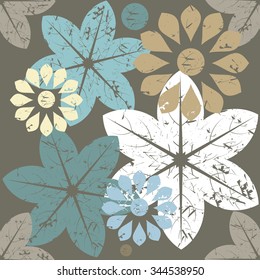 Seamless pattern with autumn leaves and flowers.Abstract vector image for your designs.