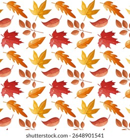 Seamless pattern autumn leaves. Game design. For wallpaper, gift paper, pattern fills, web page background, autumn greeting cards. Vector illustation.