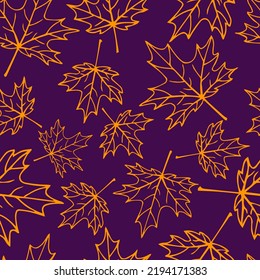 Patrón sin foco con hojas de otoño. Ilustración vectorial dibujada a mano.