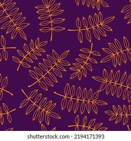 Seamless pattern with autumn leaves. Hand drawn vector illustration.