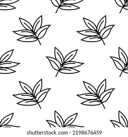 Seamless pattern with autumn leaves hand drawn doodle outline vector