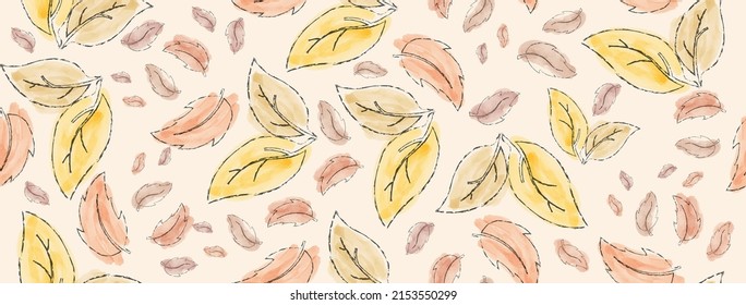 Nahtloses Muster mit Herbstblättern. Illustrationen für kreatives Design, einfache Hintergründe, Textilien, Banner und Texturen
