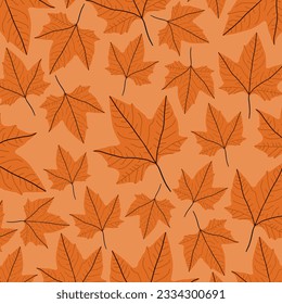 Seamless pattern with autumn leaves. Leaf fall. Vector illustration
