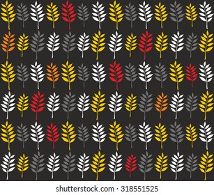 Seamless pattern with autumn leaves in line. Vector repeated background.