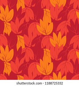 Seamless pattern with autumn leaves lying on the ground. Design for wallpaper, gift paper, pattern fills, web page background, autumn greeting cards. This pattern is available as Swatches.