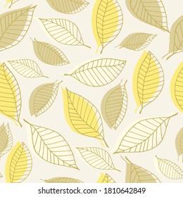 Seamless pattern with autumn leaves on a light background. Vector illustration EPS10
