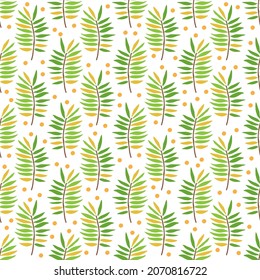 Seamless pattern with autumn leaves on white background. Vector illustration. Flat design element for banner, wallpaper, wrapping paper, fabric.