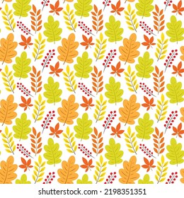 Seamless pattern with autumn leaves on white background. Perfect for home decor, textile, tablecloth, oilcloth, bedclothes, fall decoration, wallpaper and wrapping paper