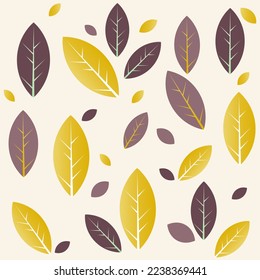Seamless pattern autumn leaves on beige background. Pattern for fabric, wallpaper. 