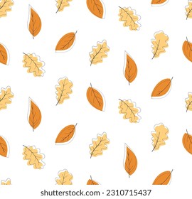 Patrón sin soldadura con hojas de otoño sobre un fondo blanco