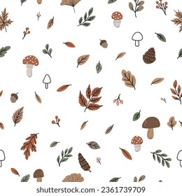 Seamless pattern with autumn leaves on a white background for children's textiles, scrapbooking paper, cards.