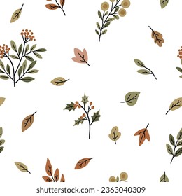 Patrón sin foco con hojas de otoño sobre un fondo blanco para los textiles para niños, papel de scrapbooking, tarjetas.