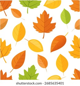 Folhas de outono padrão contínuo em um fundo branco para embalagem, papel de parede. Ilustração vetorial