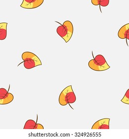 Seamless pattern with autumn leaves on a gray  background.