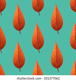 seamless pattern of autumn leaves on blue background