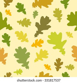 Seamless pattern of  autumn leaves on light background. Vector illustration. 