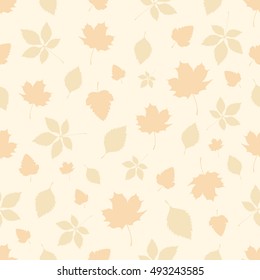 Seamless pattern of autumn leaves on background