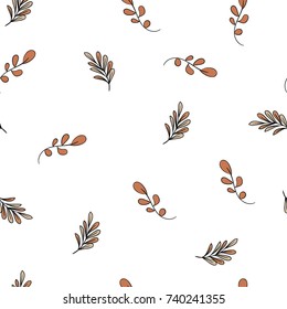 seamless pattern of autumn leaves on white background