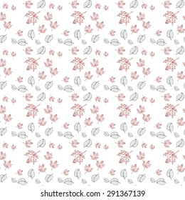 Seamless pattern: Autumn leaves. Only contours. Ideal for fabric.