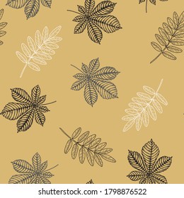 Nahtloses Muster mit Herbstblättern. Perfekt für Bildschirmhintergründe, Webseiten-Hintergründe, Oberflächentexturen, Textilien.
