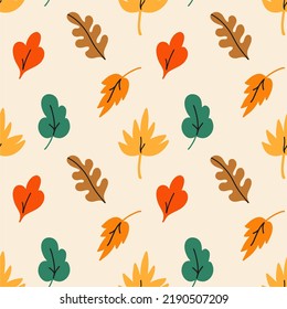 Seamless pattern with autumn leaves. Perfect for wallpaper, gift paper, pattern fill, web page background, fall greeting cards. Vector illustration.