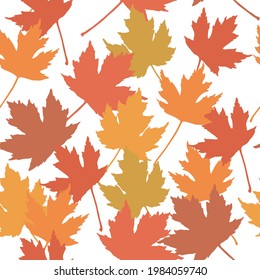 Patrón sin foco con hojas de otoño. Para imprimir papel envolvente, papel pintado, empaque, tela. Ilustración vectorial dibujada a mano.