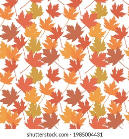 Seamless pattern with autumn leaves. For printing wrapping paper, wallpaper, packaging, fabric. Hand Drawn vector illustration.