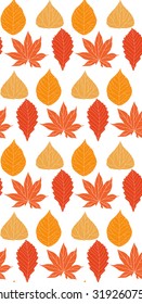 Seamless pattern with autumn leaves in a row for your creativity