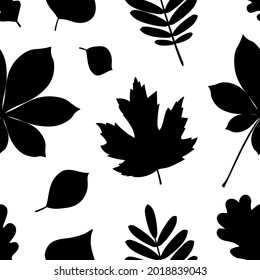Nahtlose Muster Der Herbst lässt Silhouetten Vektorgrafik