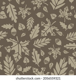 Nahtloses Muster mit Herbstblättern. Geeignet für den Druck auf Stoff, Verpackungspapier, Hintergrund. Trendy-Zwei-Töne-Textur.