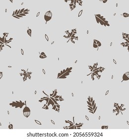 Seamless pattern with autumn leaves. Suitable for printing on fabric, wrapping paper, background. Trendy two-tone texture.