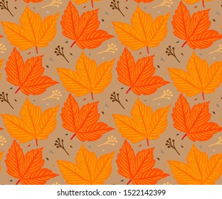 Seamless pattern with autumn leaves for textile/fabric print, wallpaper/wrapping paper etc