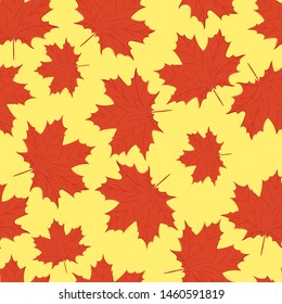 seamless pattern of autumn leaves of trees and oak and maple