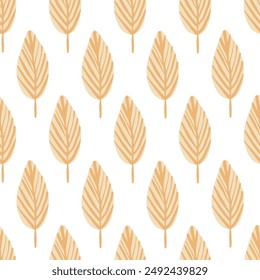 Seamless pattern with autumn leaves. Trendy flat style. Great for backgrounds, apparel and editorial design, cards, gift wrapping paper, home decor etc.