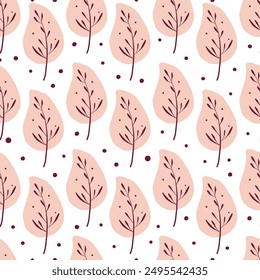 Seamless pattern with autumn leaves. Trendy flat style. 