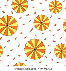seamless pattern from autumn leaves and umbrella vector EPS 10.