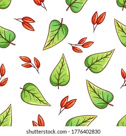 seamless pattern autumn leaves using hand drawn background