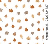 Seamless pattern with autumn leaves. Vector backdrop in simple style for fall design. Hand drawn vector illstration