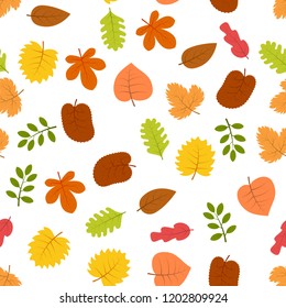Seamless pattern with autumn leaves. Vector illustration.
