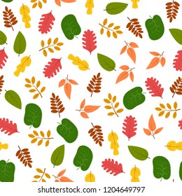 Seamless pattern with autumn leaves. Vector illustration.