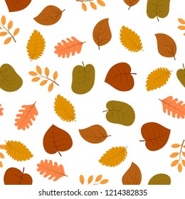 Seamless pattern with autumn leaves. Vector illustration.
