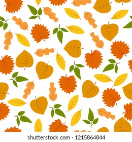 Seamless pattern with autumn leaves. Vector illustration.
