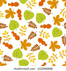 Seamless pattern with autumn leaves. Vector illustration.